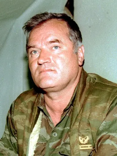 Bosnian Serb general Ratko Mladic during UN-mediated talks at Sarajevo airport in 1993.