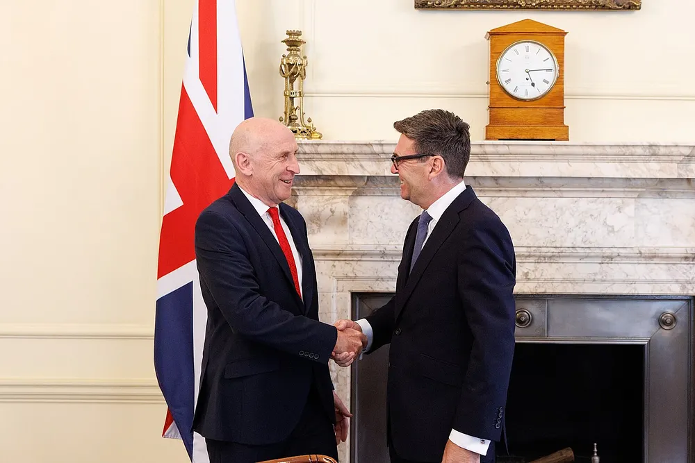 Prime Minister Andy Burnham appoints John Healey as Chancellor of the Exchequer at 10 Downing Street, London, 20 July 2026.