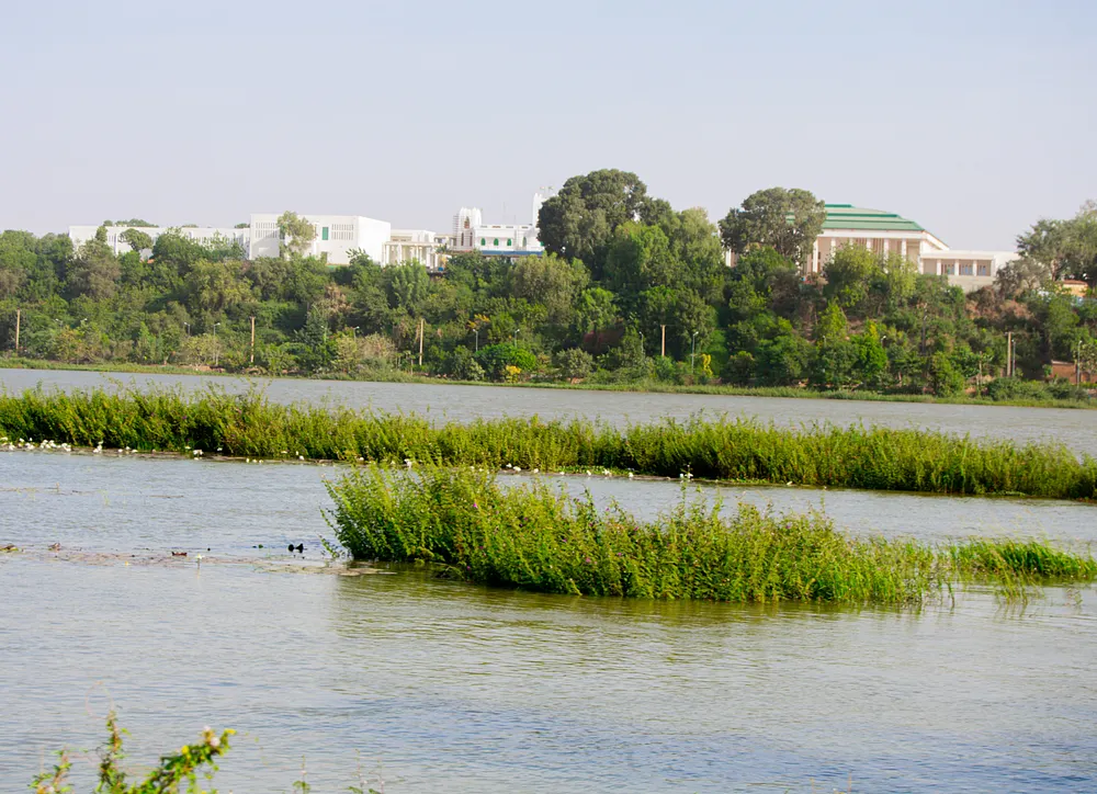 The Niger presidency compound seen from the dike on the Niger River in Niamey, 12 January 2025.