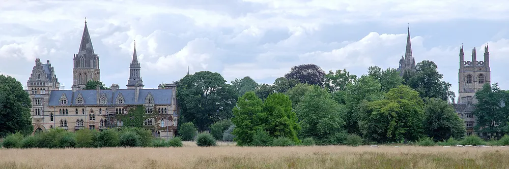 The Oxford skyline from Christ Church Meadow, 24 July 2023.