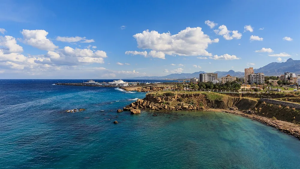 The new harbour of Kyrenia (Girne), Northern Cyprus, seen from the castle bastion, 9 January 2017.