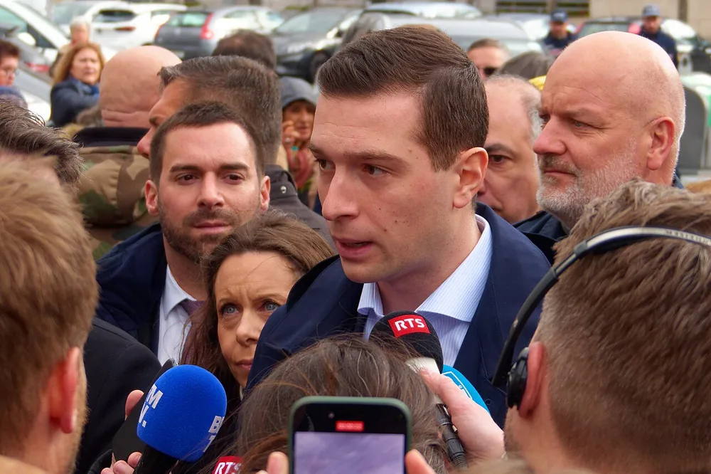 Jordan Bardella of the National Rally in Belfort, France, 23 March 2024.