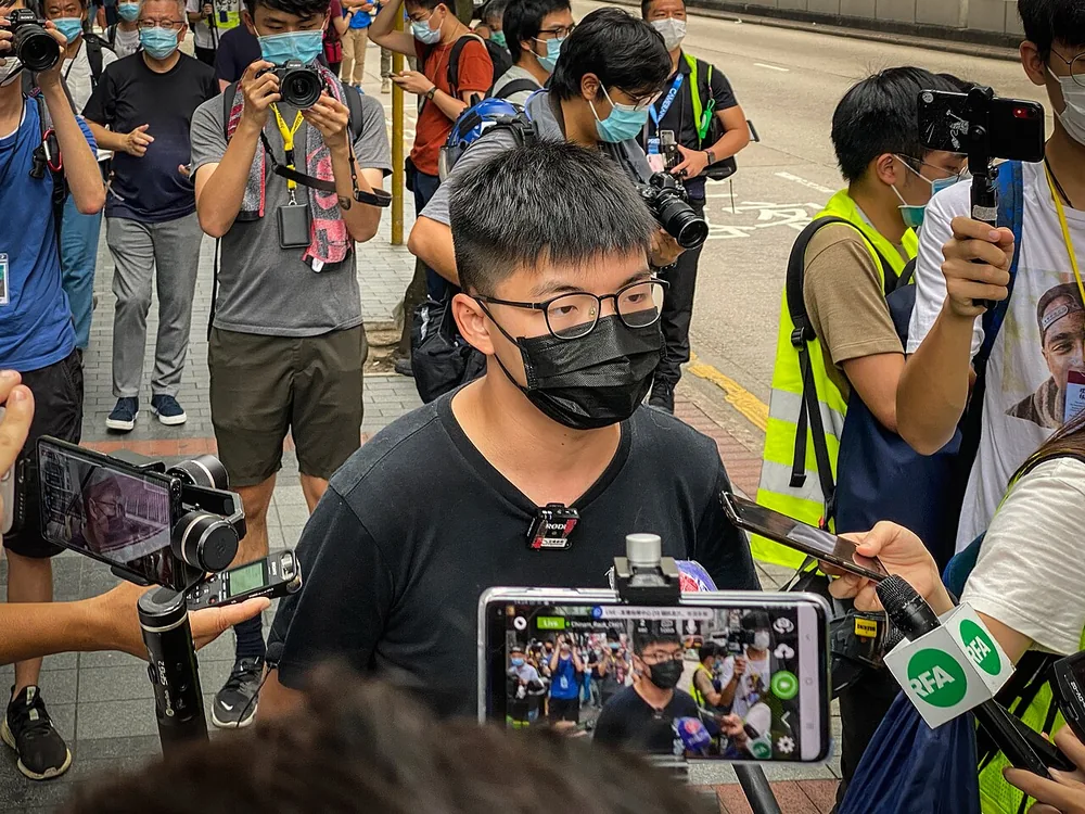Joshua Wong Chi-fung during a demonstration in Hong Kong, 6 September 2020.
