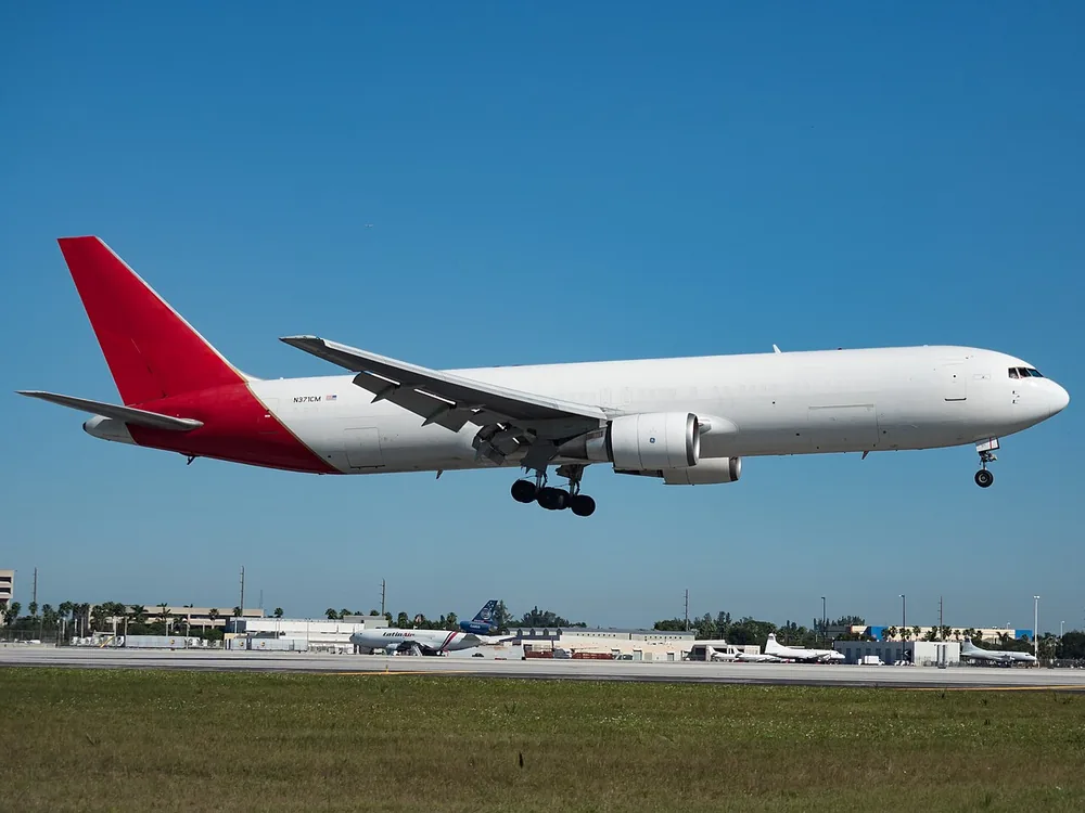 An ABX Air Boeing 767-300 freighter (N371CM) at Miami International Airport on 16 January 2016.