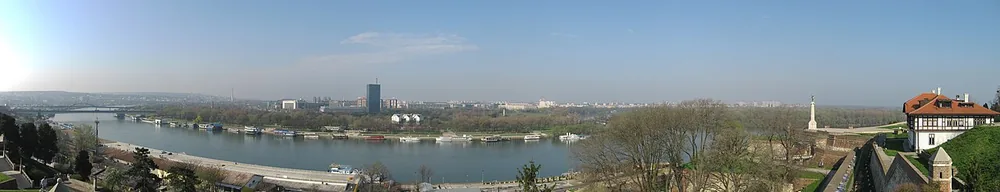 Panorama of Belgrade from Kalemegdan fortress, April 2011.