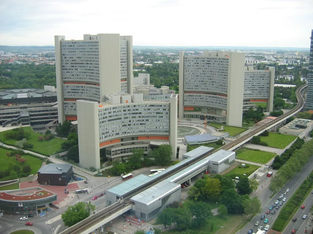 The Vienna International Centre (UNO-City) in Vienna, Austria, photographed in May 2004.