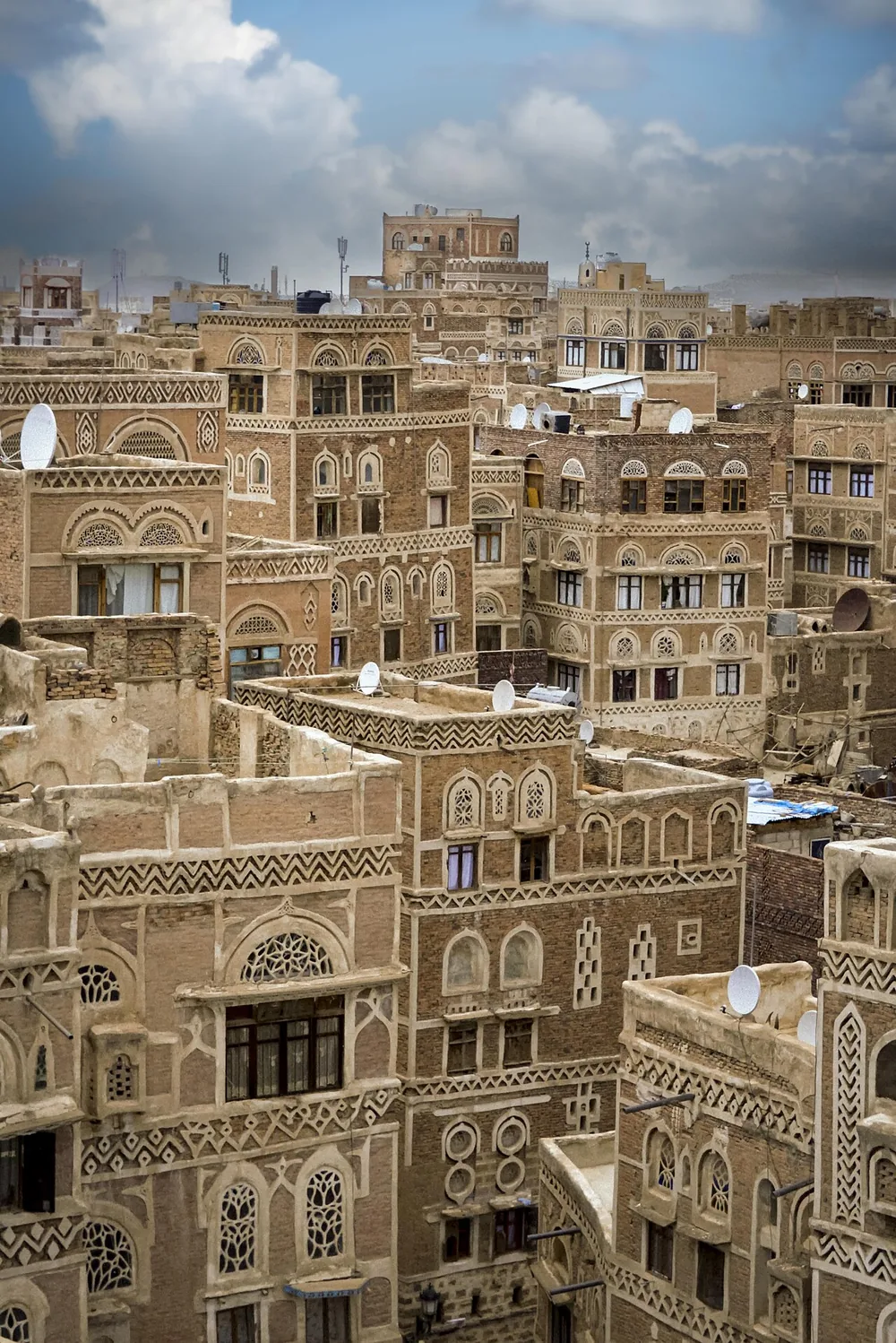 Multi-storey buildings in the old city of Sanaa, Yemen, on 15 August 2013.