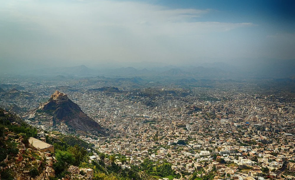 A hillside view of Taiz, Yemen, on 24 September 2014.