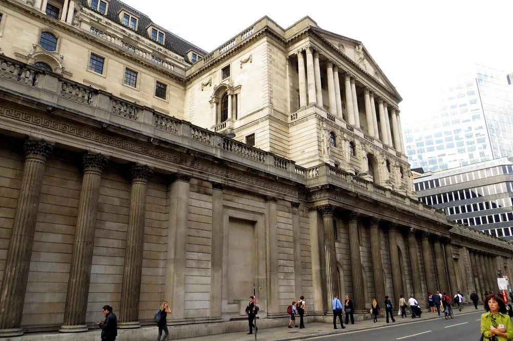 The Bank of England on Threadneedle Street in the City of London.