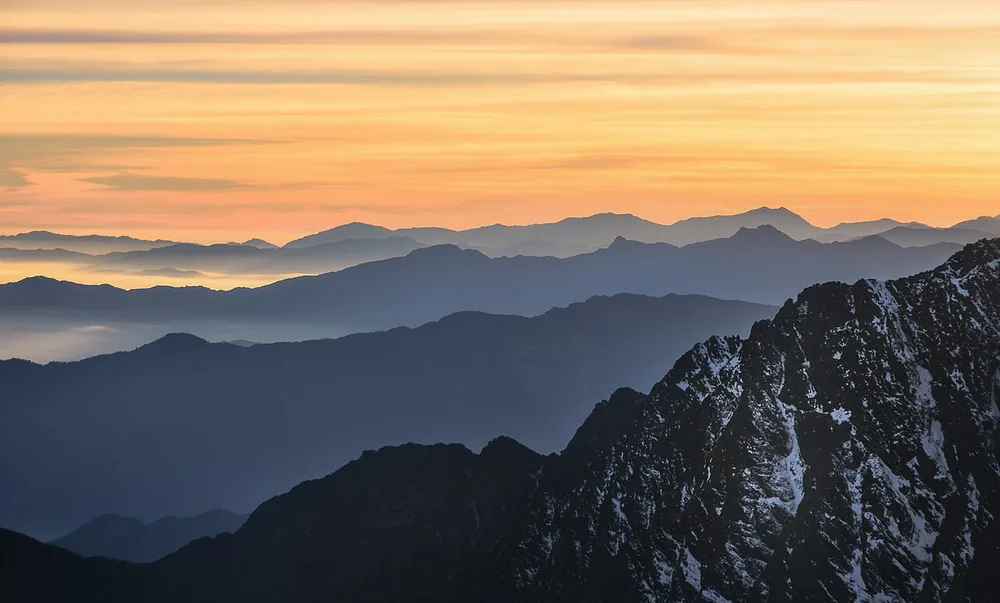 Morning light over the Langtang region of Nepal.