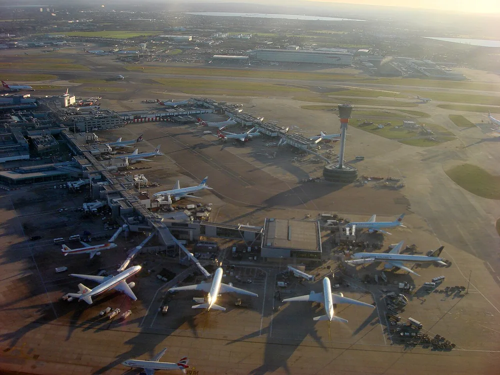 London Heathrow Airport terminals and airfield.