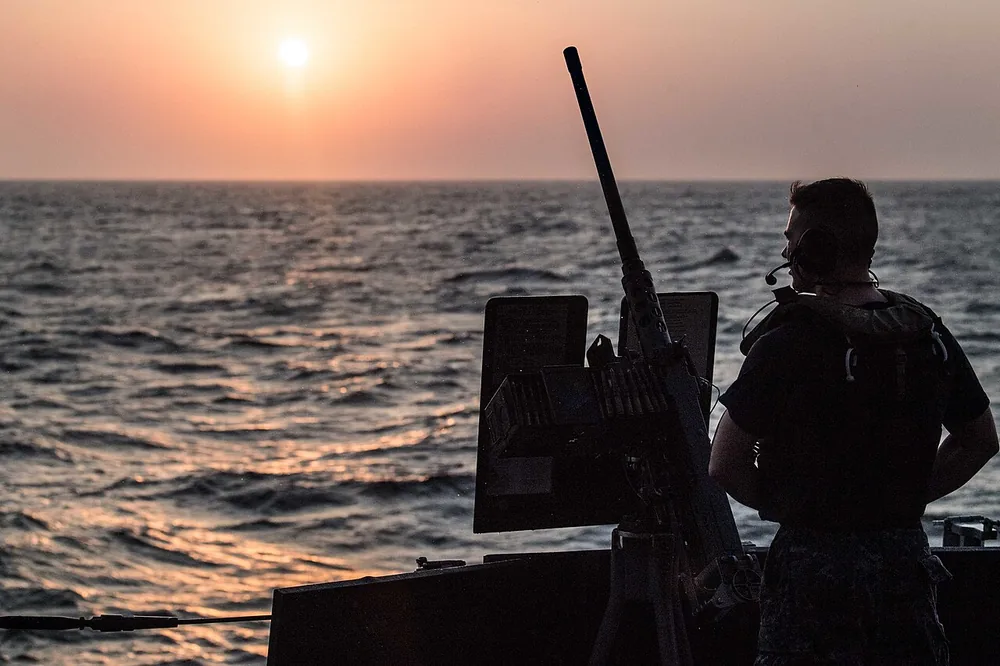 A view of the Bab al-Mandeb Strait between Djibouti and Yemen.