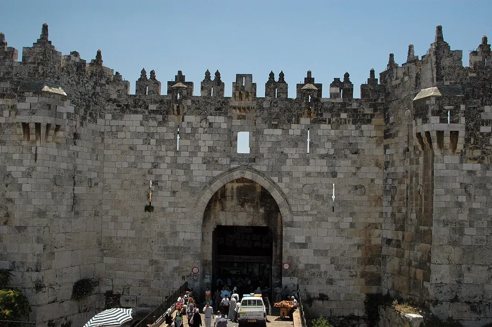 Damascus Gate on the Old City walls of Jerusalem.