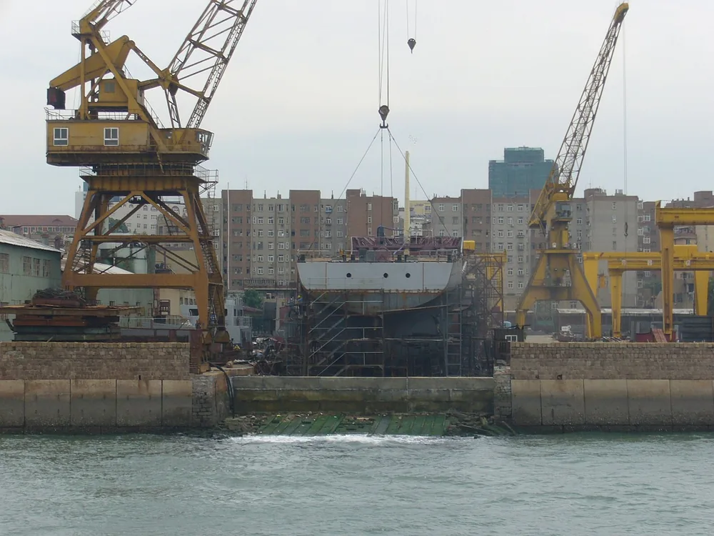 The Qingdao shipyard on 19 August 2005.