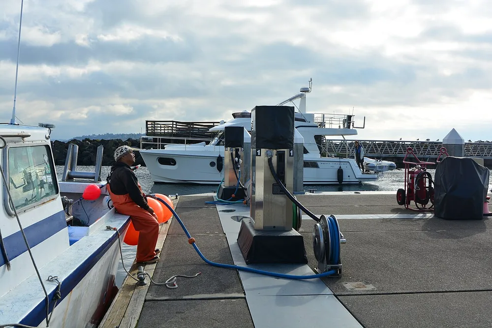 A gasoline pump at Elliott Bay Marina in Seattle, Washington.