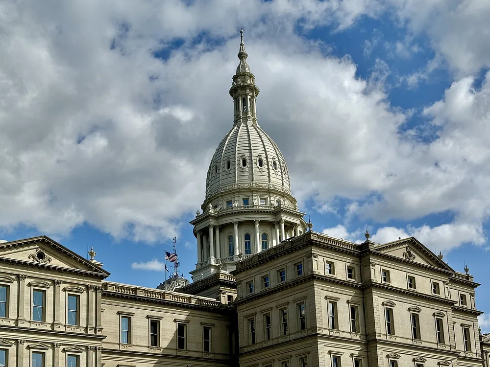 The dome of the Michigan State Capitol in Lansing, Michigan.