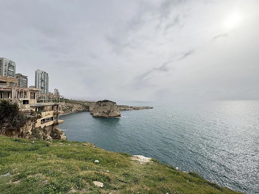 The Raouché (Pigeon) Rocks on the Mediterranean coast of Beirut, Lebanon.