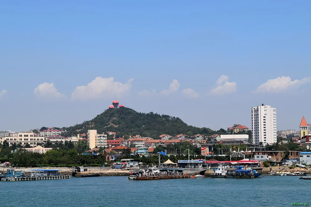 A view toward the port city of Qingdao, China.