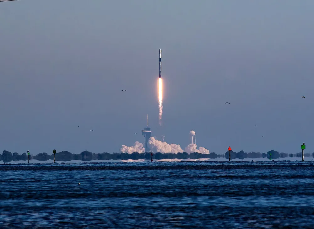 A SpaceX Falcon 9 lifts off with a Starlink mission on 3 March 2022.