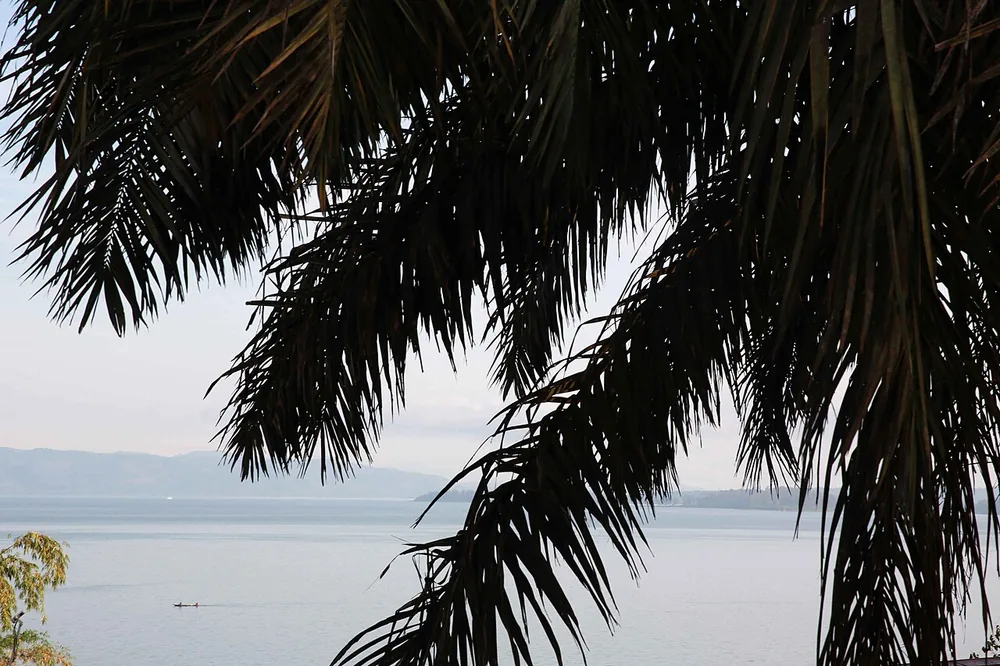 A view of Lake Kivu from the shore at Bukavu in South Kivu, Democratic Republic of the Congo.