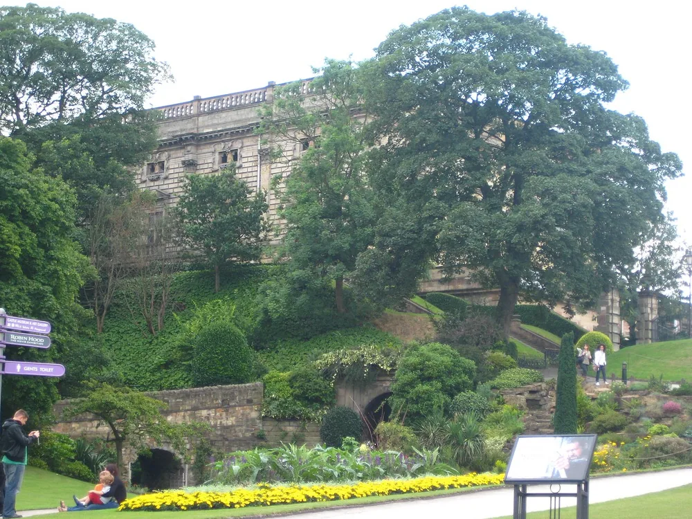Nottingham Castle and gardens in Nottingham, England.