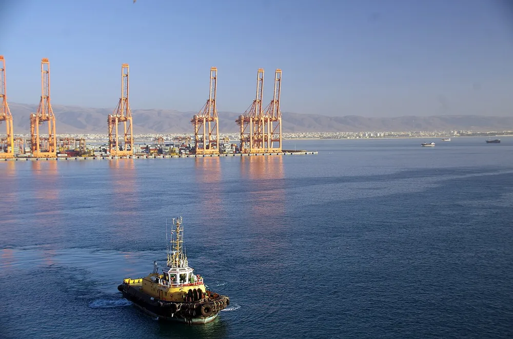 The commercial harbour at Salalah, Oman.