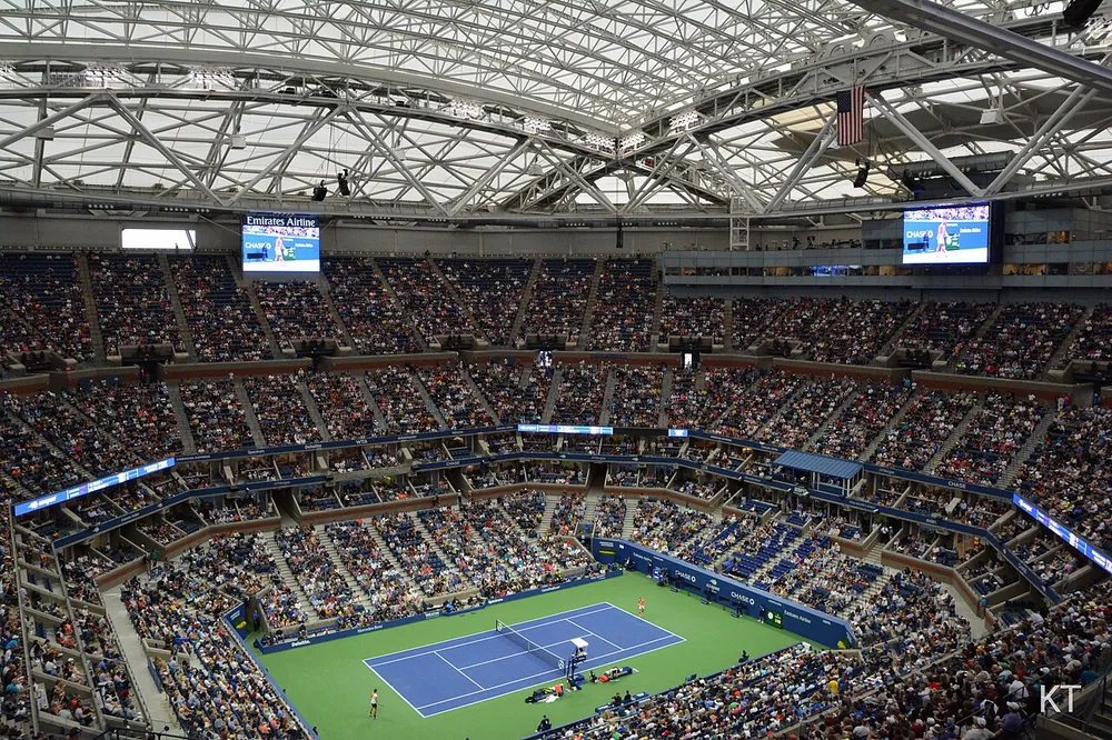Arthur Ashe Stadium with the roof closed.