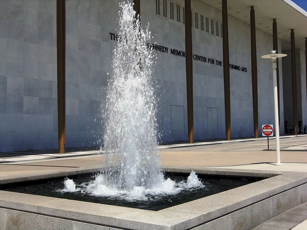 A fountain in front of the John F. Kennedy Center for the Performing Arts in Washington, D.C., on 15 June 2013.