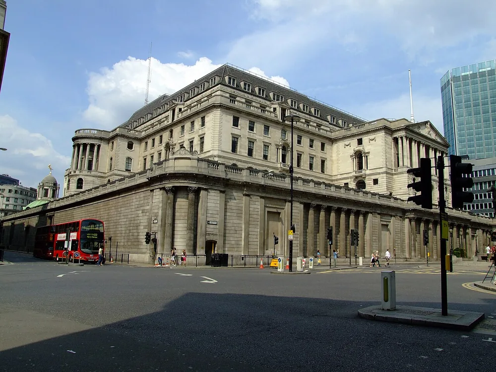 The Bank of England building on Threadneedle Street in the City of London, July 2008.