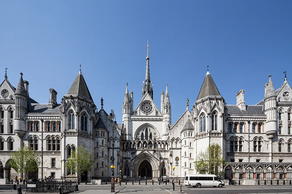 Royal Courts of Justice main gate, London, 20 April 2019.