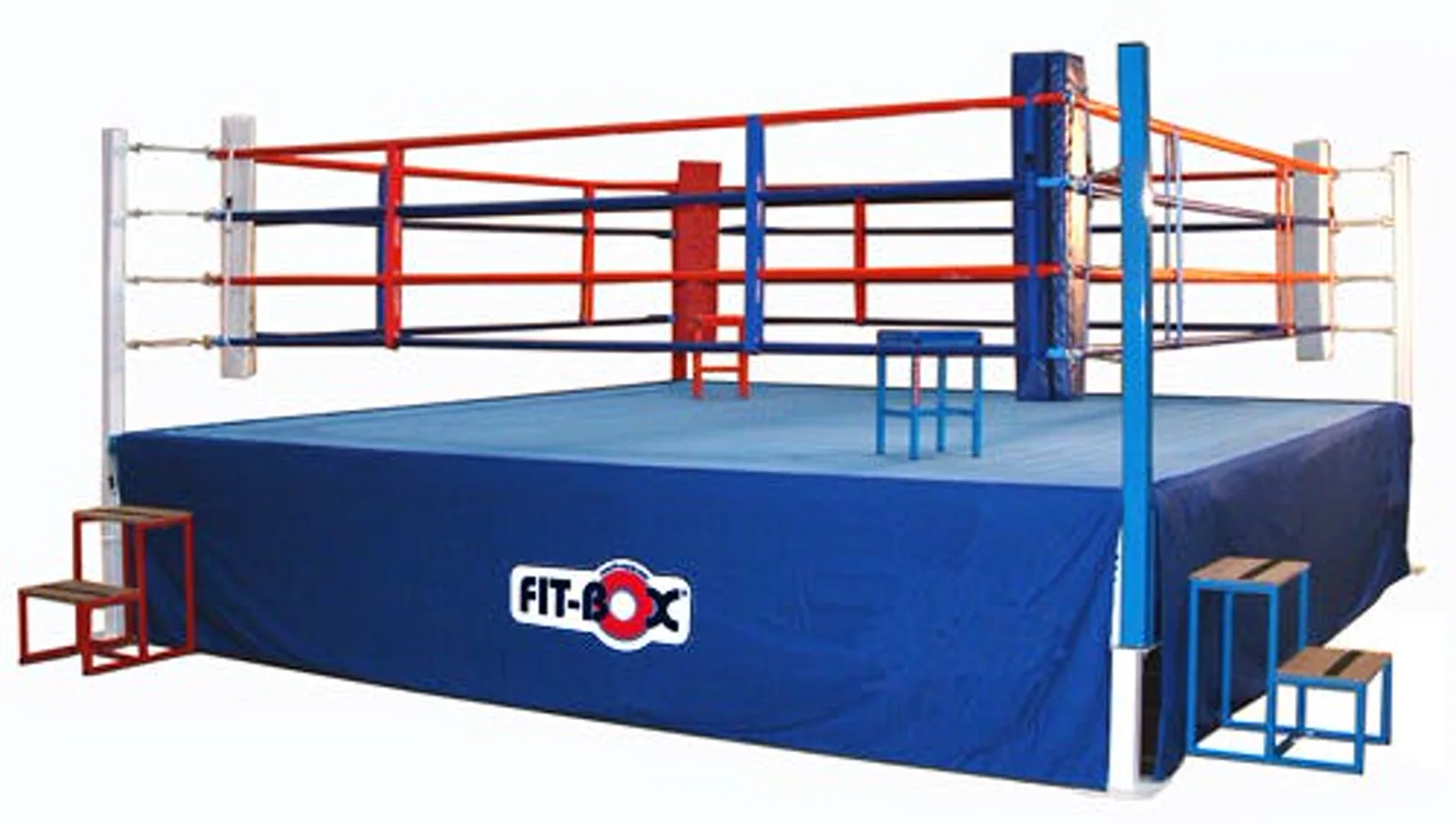 An empty boxing ring under arena lights. Photo: Wikimedia Commons.